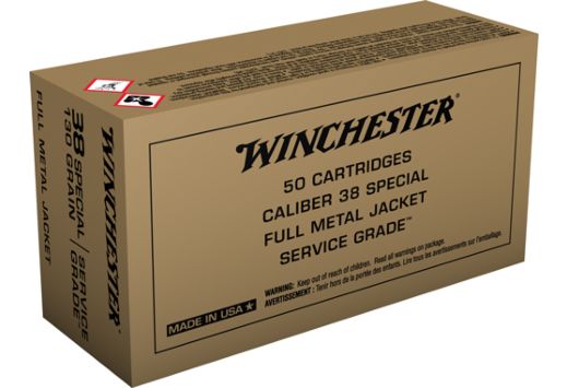 WINCHESTER SERVICE GRADE 38SPL 130GR FMJ-RN 50RD 10BX/CS