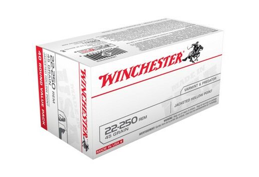 WINCHESTER USA 22-250 REM 45GR JHP 40RD 10BX/CS