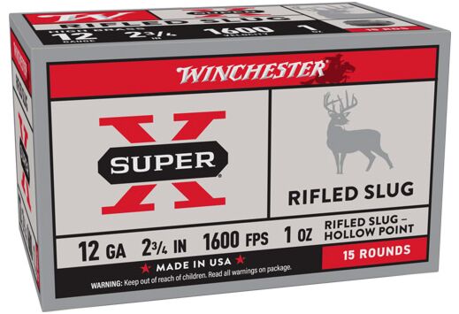 WINCHESTER SUPER-X SLUGS 12GA 2.75" 1600FPS 1OZ 15RD 10BX/CS