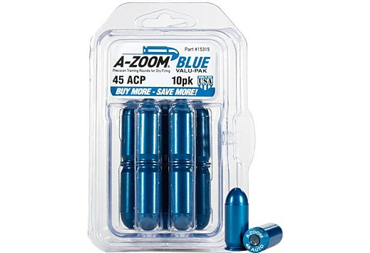 A-ZOOM METAL SNAP CAP BLUE .45ACP 10-PACK