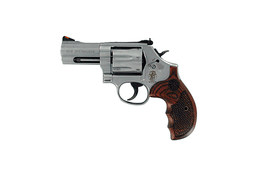 S&W 686 DELUXE .357 3" AS 7-SH ROUND BUTT CHECKERED WOOD GRIP