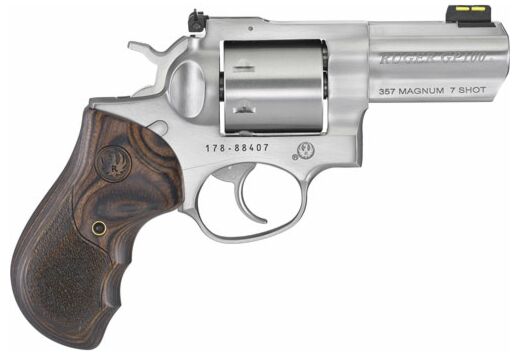 RUGER GP100 .357MAG 3" FS STAINLESS WOOD UNFLUTED CYL.