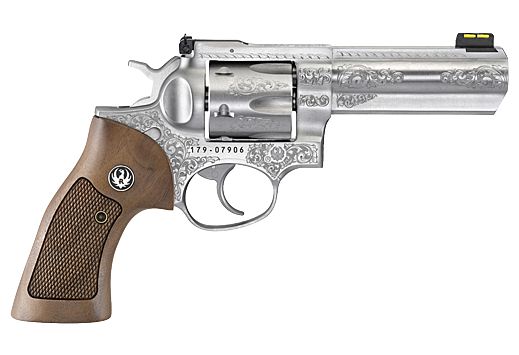 RUGER GP100 DELUXE 4" ENGRAVED SS ADJ. (TALO)