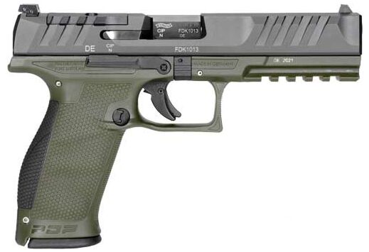 WALTHER PDP OR 9MM 5" 18-SHOT GREEN POLYMER FRAME