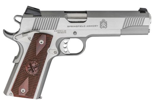 SPRINGFIELD 1911 LOADED 45ACP 5" 7RD SS/WOOD GRIPS CA COMP