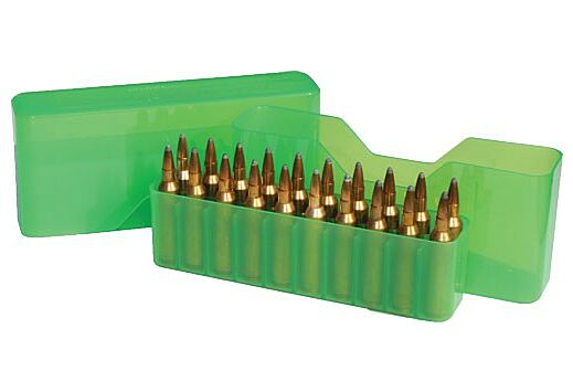 MTM AMMO BOX LARGE RIFLE 20 ROUNDS SLIP TOP CLEAR GREEN