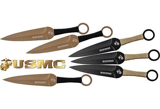 MC USMC 9" SPEAR POINT THROWING KNIVES 6-PACK BLK/FDE