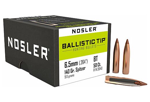 NOSLER BULLETS 6.5MM .264 140GR BALLISTIC TIP 50CT