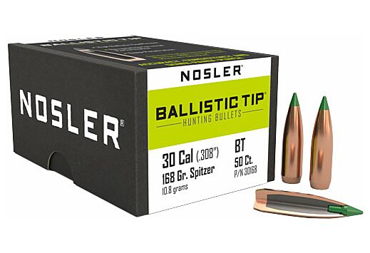 NOSLER BULLETS 30 CAL .308 168GR BALLISTIC TIP 50CT
