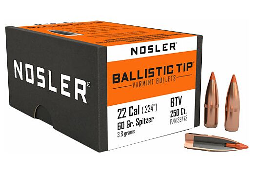 NOSLER BULLETS 22 CAL .224 60GR BALLISTIC TIP 250CT