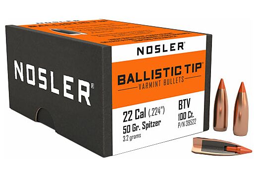NOSLER BULLETS 22 CAL .224 50GR BALLISTIC TIP 100CT