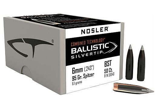 NOSLER BULLETS 6MM .243 95GR BALLISTIC SILVER TIP 50CT