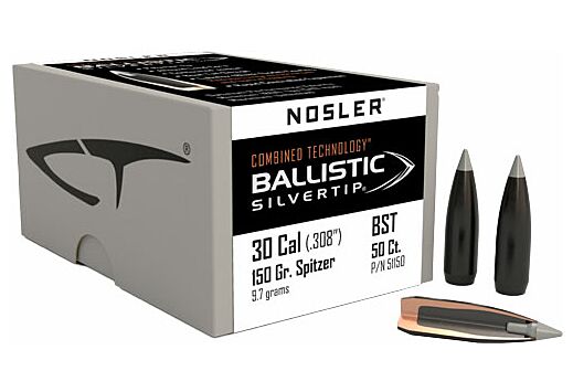 NOSLER BULLETS 30 CAL .308 150GR BALLISTIC SILVER TIP 50C