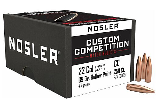 NOSLER BULLETS 22 CAL .224 69GR HP-BT CUSTOM COMP. 250CT