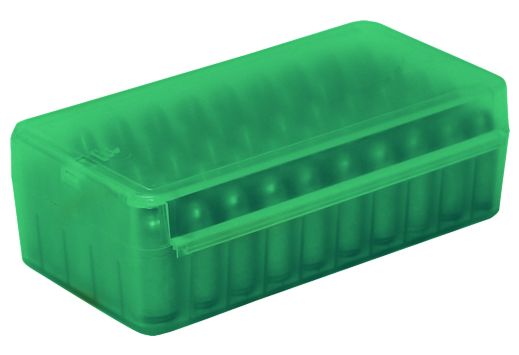 MTM AMMO BOX 9MM LUGER/.380ACP 50-ROUNDS SIDE SLIDE CL GREEN