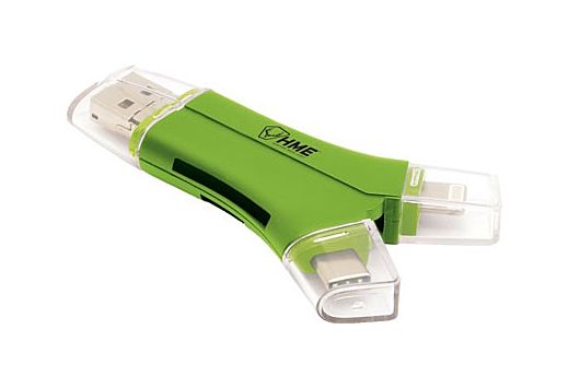 HME MEMORY CARD READER 4-IN-1 APPLE OR ANDROID DEVICES