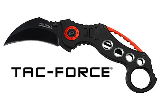MC TAC-FORCE 2.5" HAWKBILL BLADE FOLDER BLACK/RED