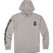 BROWNING HOODED L-SLEEVE TECH T-SHIRT LIGHT GRAY LARGE