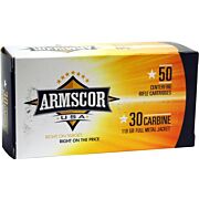 ARMSCOR 30 CARBINE 110GR FMJ 50RD 20BX/CS MADE IN USA
