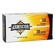 ARMSCOR 38 SUPER 125GR FMJ 50RD 20BX/CS MADE IN USA