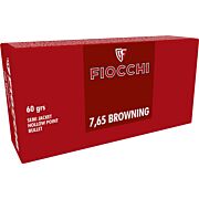FIOCCHI AMMO 7.65 BROWNING 60GR SJHP 50RD 20BX/CS <