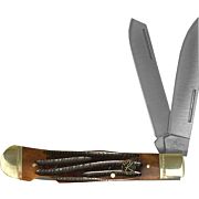 ABKT ROPER DOUBLE ACTION LOCK BACK TRAPPER 3.25" COFFEE HNDL