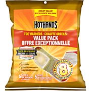 HOTHANDS TOE WARMER VALUE PACK 6 PAIRS PER PACK 8 HOUR W/ADHS