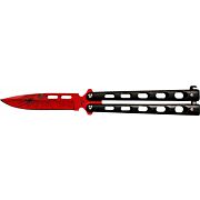 BEAR & SON BUTTERFLY KNIFE 3.58" WIDOW SERIES RED/BLK SPR
