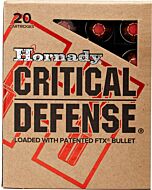 HORNADY CRITICAL DEFENSE 40SW 165GR FTX 20RD 10BX/CS