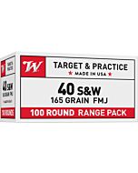 WINCHESTER USA 40SW 165GR FMJ TRUNCATED CONE 100RD 5BX/CS