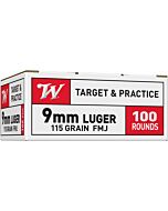 WIN AMMO USA 9MM LUGER 115GR. FMJ 100RD VALUE PACK !
