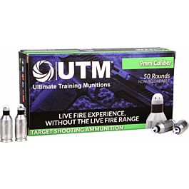 UTM 9MM TARGET AMMUNITION 50RD 20BX/CS TRAINING ROUNDS