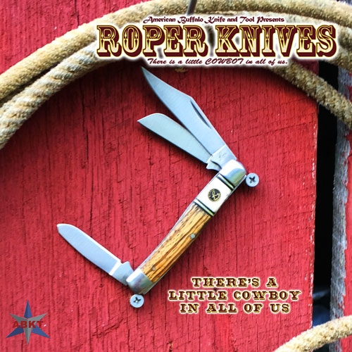 ABKT ROPER SERIES LAREDO STAG STOCKMAN 3-BLADE WOOD HANDLES