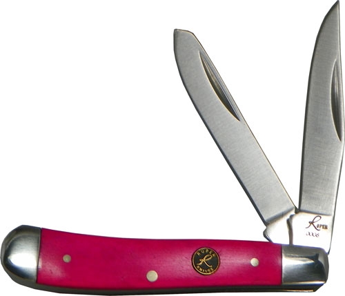 ABKT RP0006P Roper Pink Sky Peanut 2-Blade Pink Bone Handles Knife - American Buffalo Knife & Tool